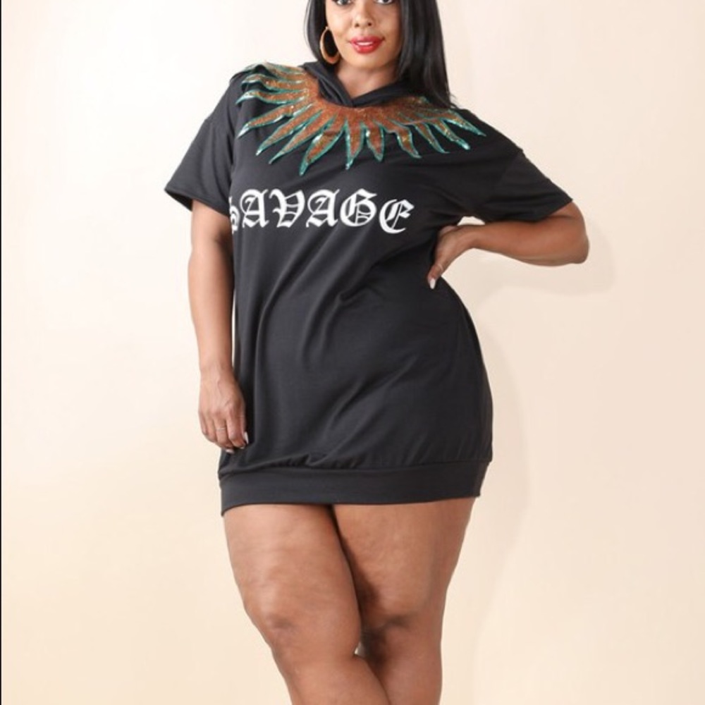 Black sequin hoodie dress
